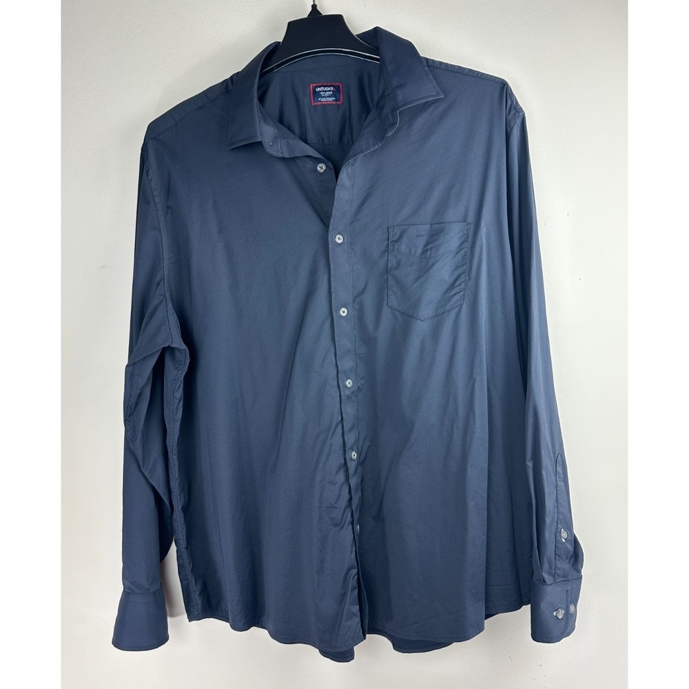 UNTUCKit Performance Gironde Shirt Mens XXL Navy Blue Relaxed Fit Stretch Button - Picture 11 of 11